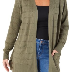 Women's Eyelet Stripe Knit Cardigan