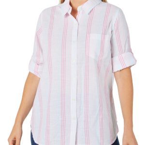 Women's Stripe Print Button Down Top