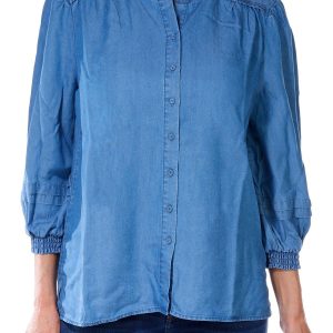 Women's Solid Button Down Top