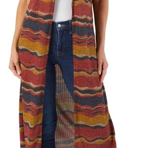 Women's Sleeveless Stripe Print Kimono