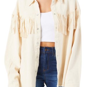 Juniors Solid Fringe Shacket