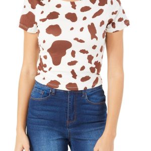 Juniors Cow Print Top