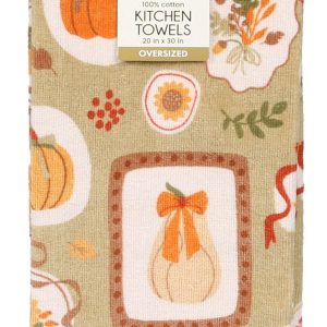 2 Pk Harvest Print Kitchen Towels