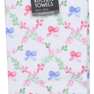 2 Pk Bow Print Kitchen Towels