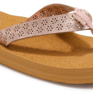 Girls Eyelet Floral Flip Flops